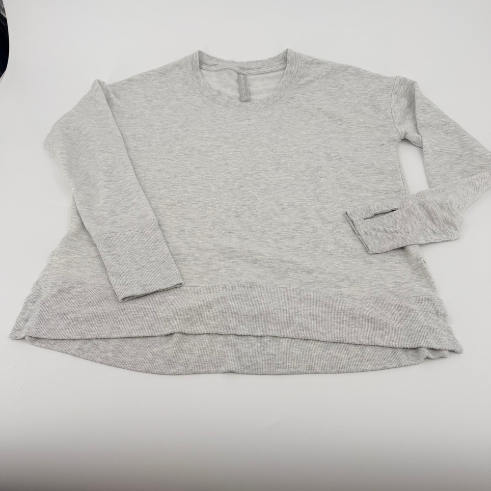 Athleta Coaster Luxe Sweatshirt Light Grey Heather Modal Fleece Thumbhole Small